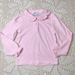 Vintage 1980s Youth Park Girls 6 Years PInk Ruffled Peter Pan Collar Blouse